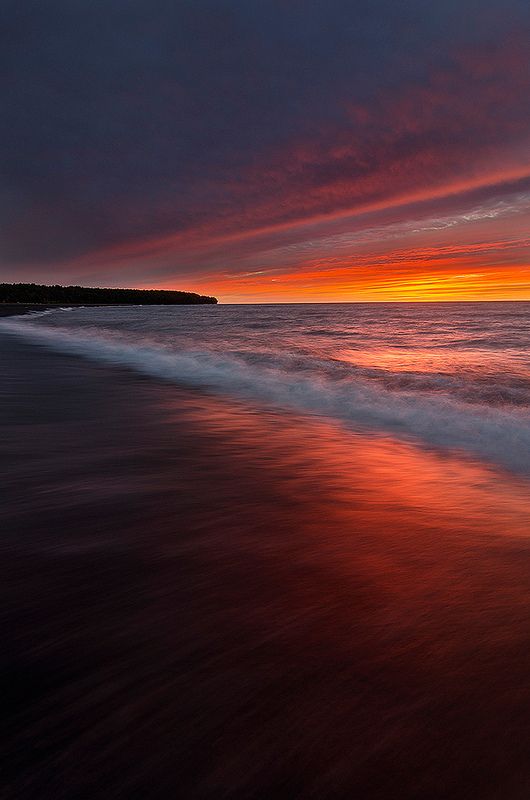 Sunset in Lake Superior, United States